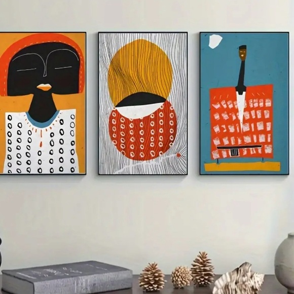 Set of 3 African inspired canvas print - Picture 2 of 4